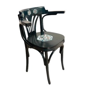 كرسي تراثي مع مسكة - كحلي